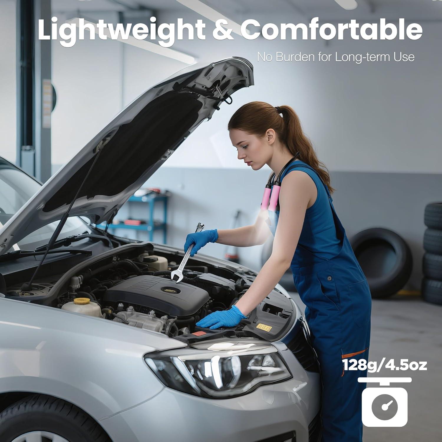 Luz de Cuello Recargable WORKPRO 300 Lúmenes Rosa Flexible