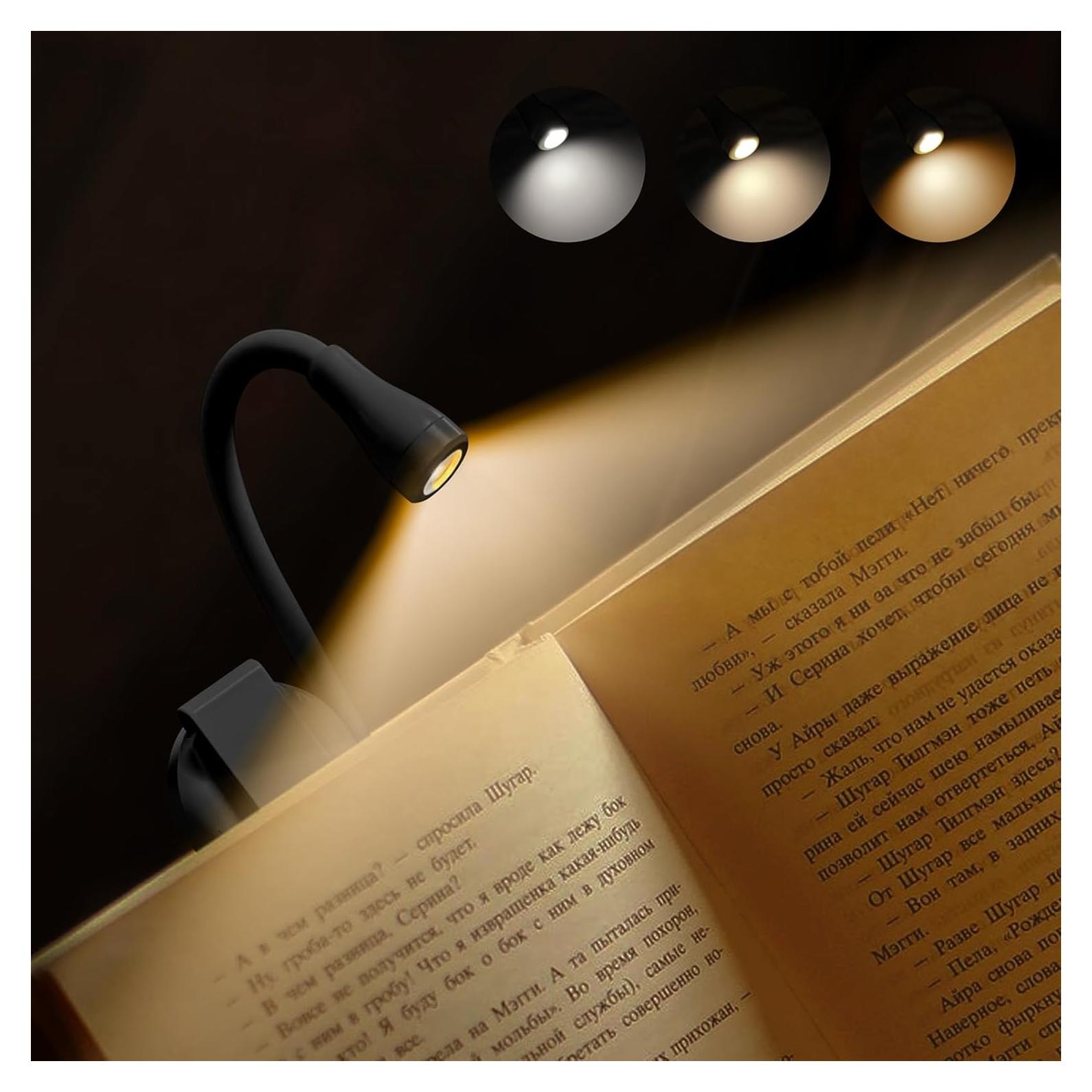 Luz de lectura recargable DEXULESA con brillo ajustable y 3 temperaturas