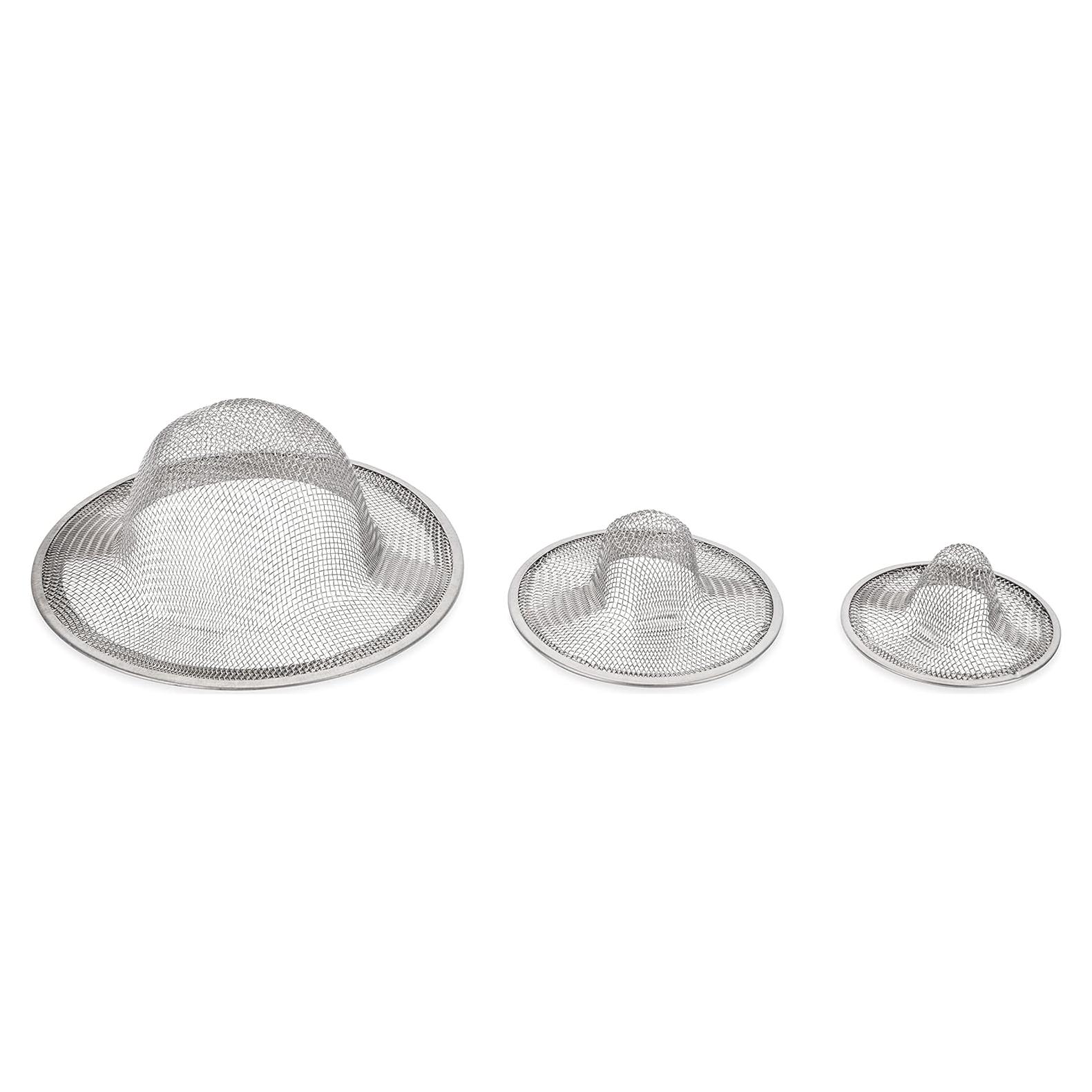 Coladores de Drenaje Camco | Acero Inoxidable | Paquete de 3 Tamaños