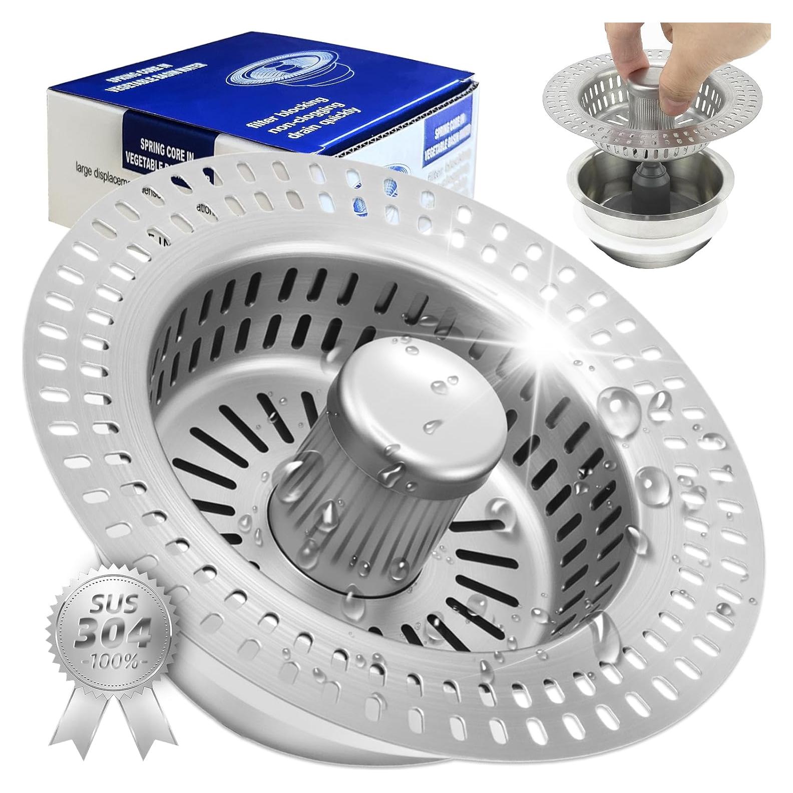 Colador de desagüe de fregadero TZona 3 en 1 acero inoxidable 304