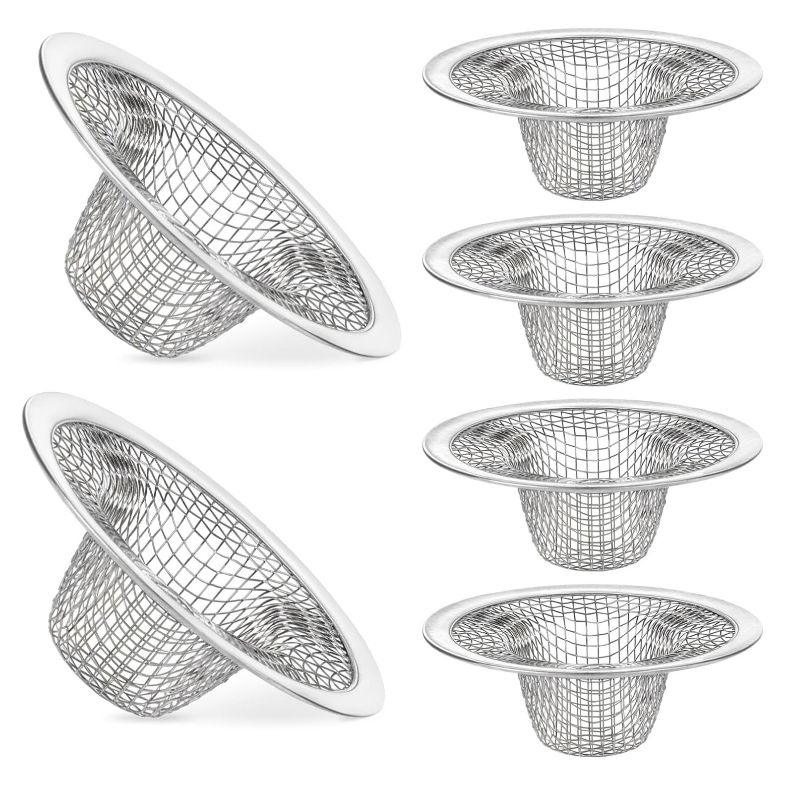 6 Filtros de Desagüe de Acero Inoxidable 5.3 cm para Lavabo