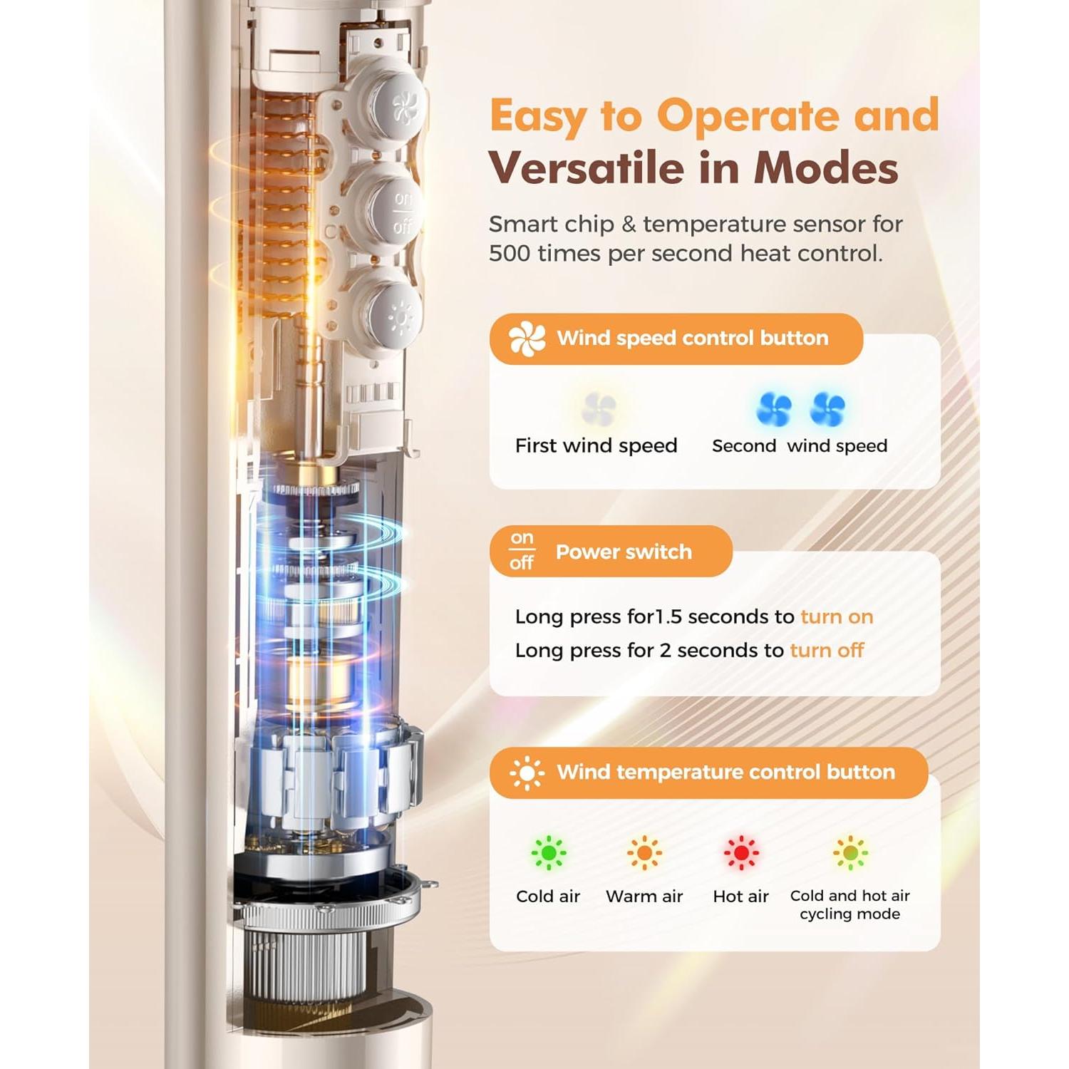 Secador de cabello 6 en 1 Cosy Companions dorado 150,000 RPM