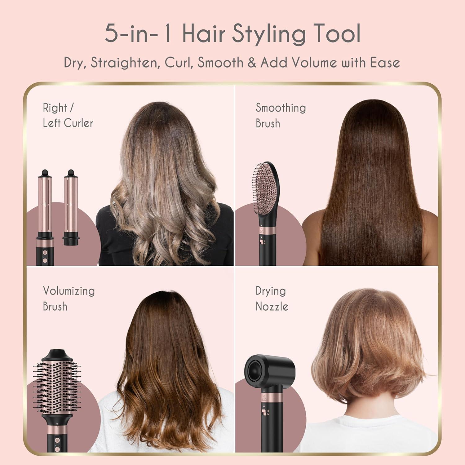 Estilizador de Aire Caliente Iónico 5 en 1 ANNARY 1400W