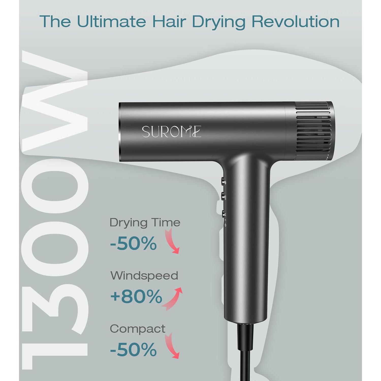 Secador de Pelo SUROME WY-HD 1300W Motor Sin Escobillas Gris