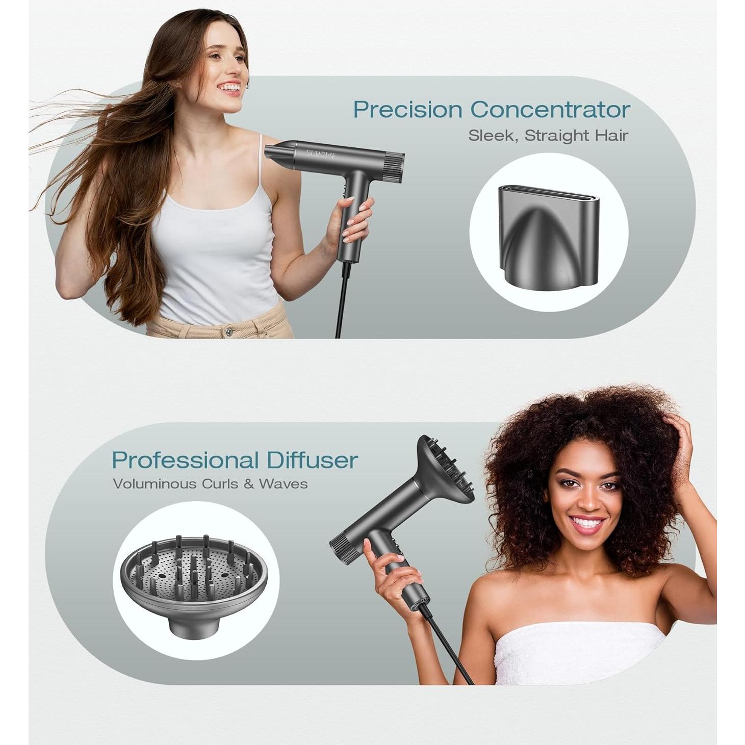 Secador de Pelo SUROME WY-HD 1300W Motor Sin Escobillas Gris