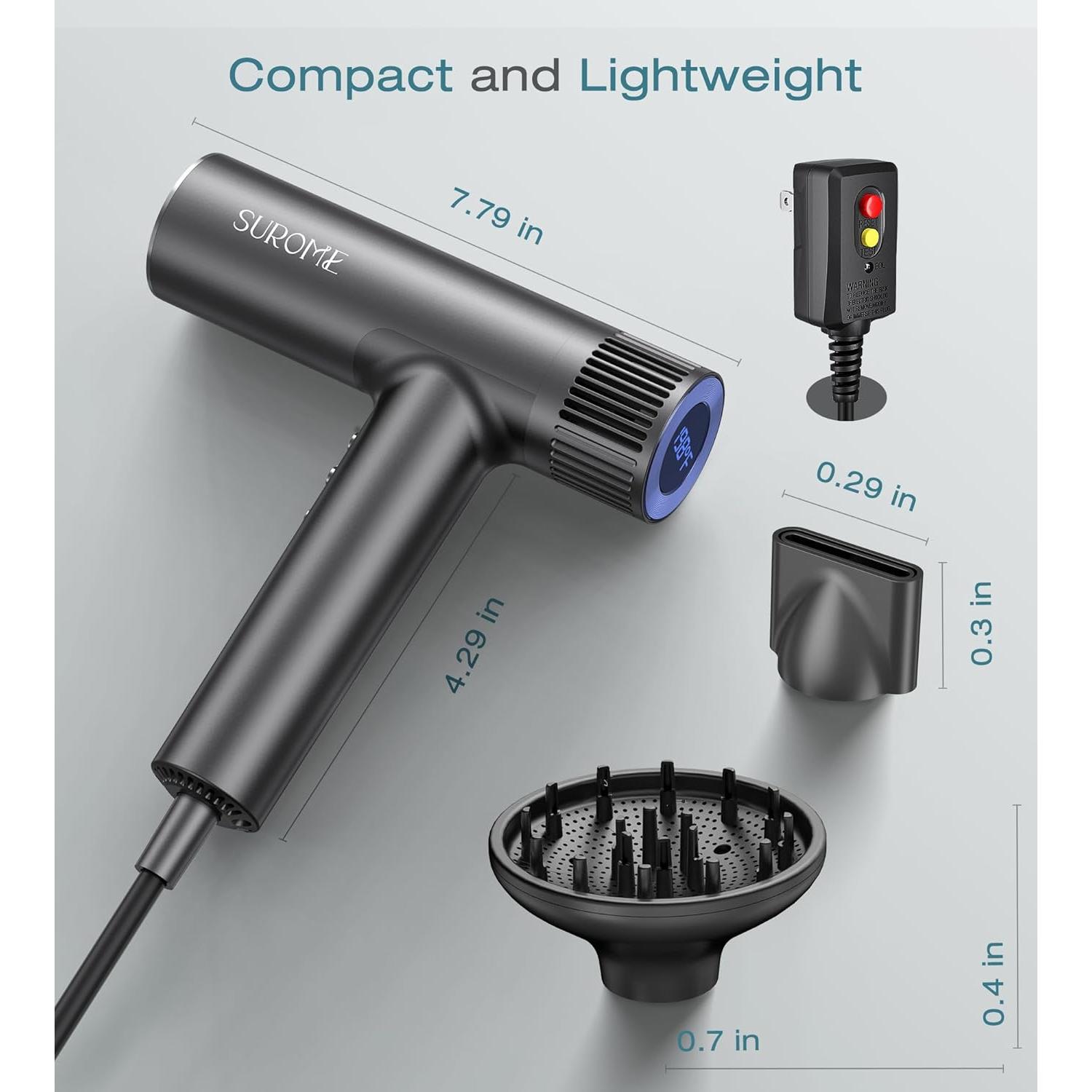 Secador de Pelo SUROME WY-HD 1300W Motor Sin Escobillas Gris