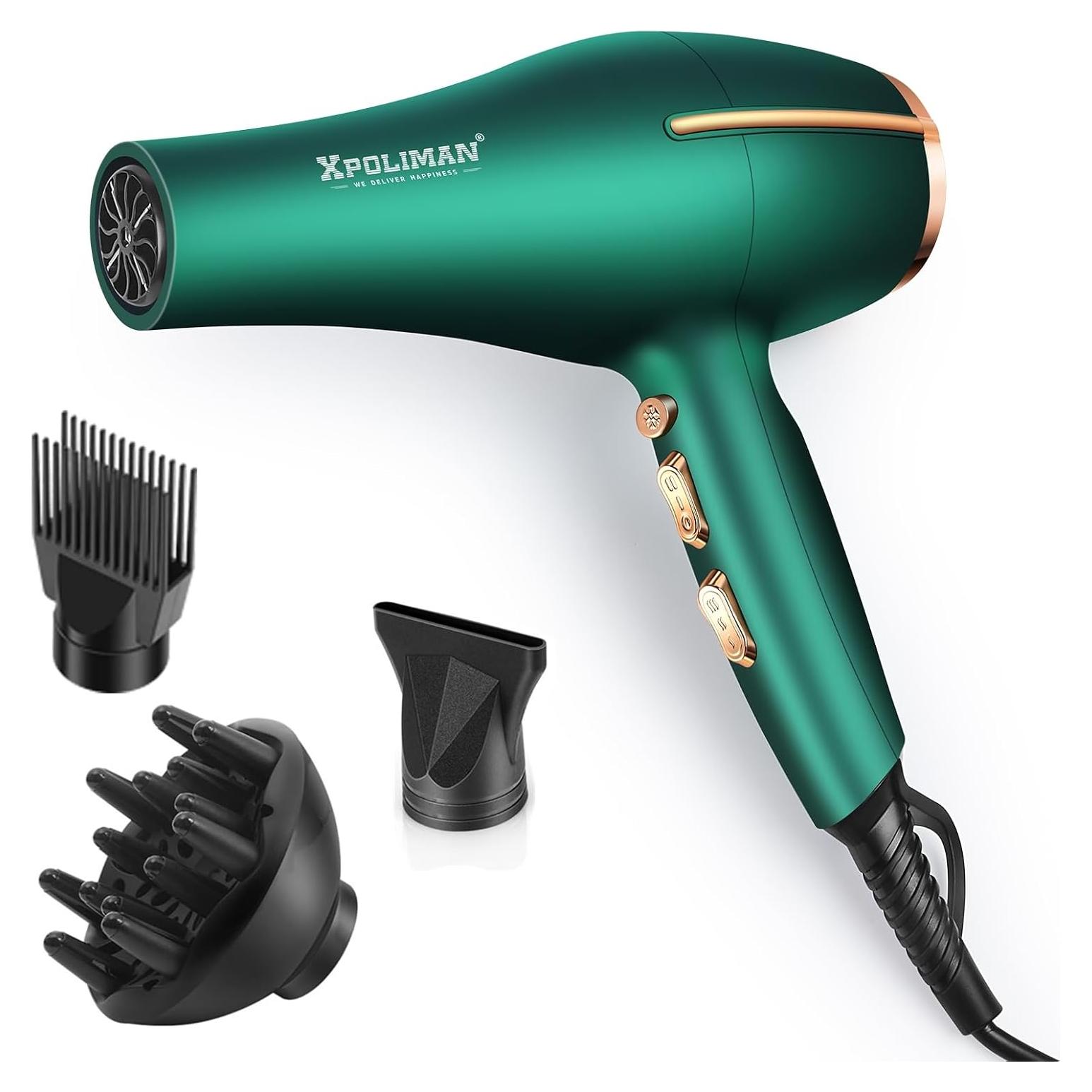 Secador de Pelo Profesional Iónico Xpoliman 2000W Verde/Dorado