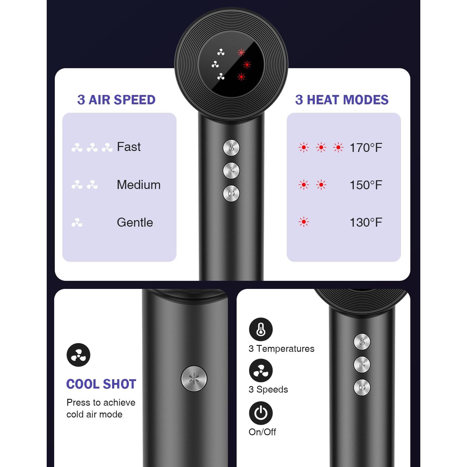 Secador de Pelo MiroPure TH009 1500W Iónico 110,000 RPM