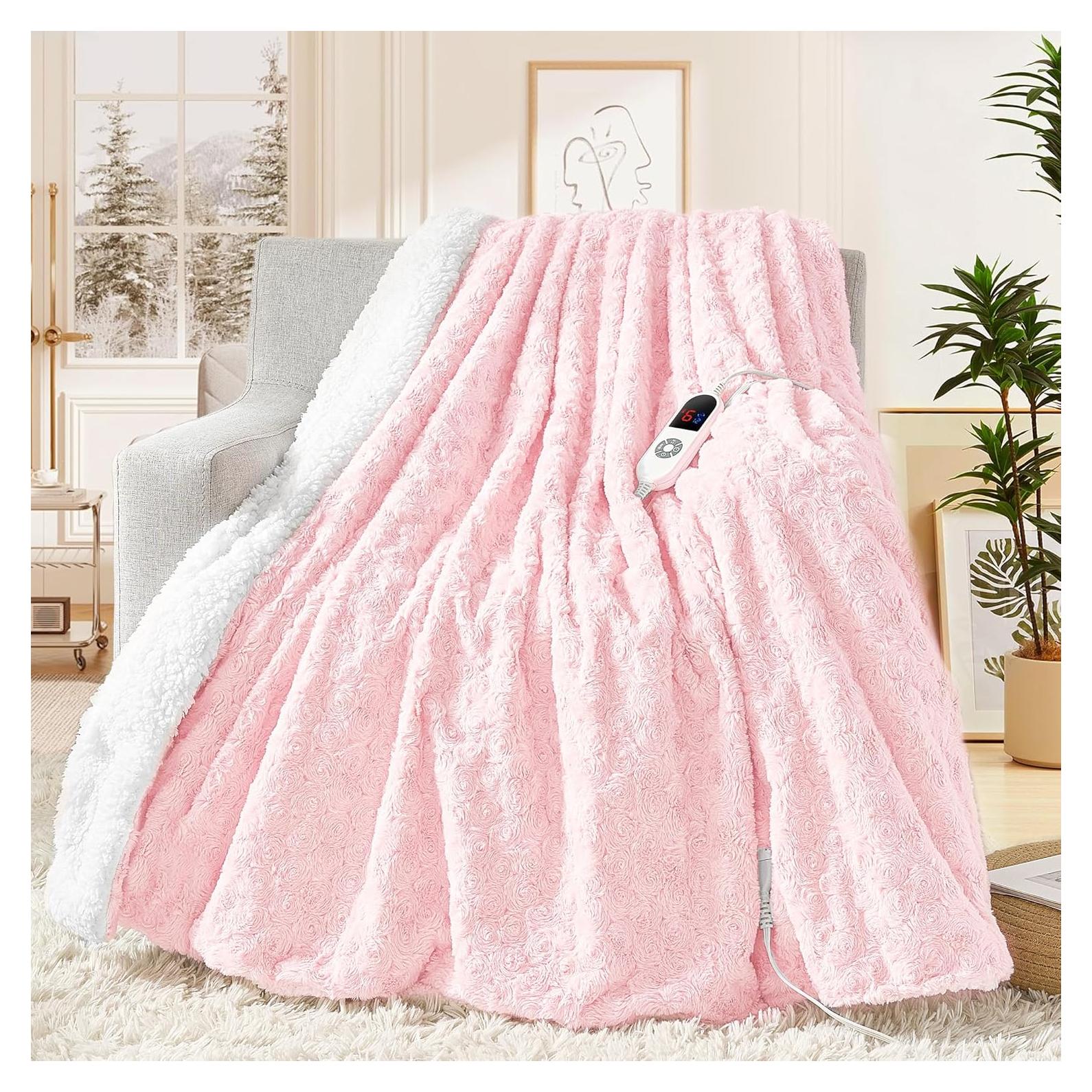 Manta Calentada Eléctrica MAXEVE 127x152 cm Rosa 6 Niveles