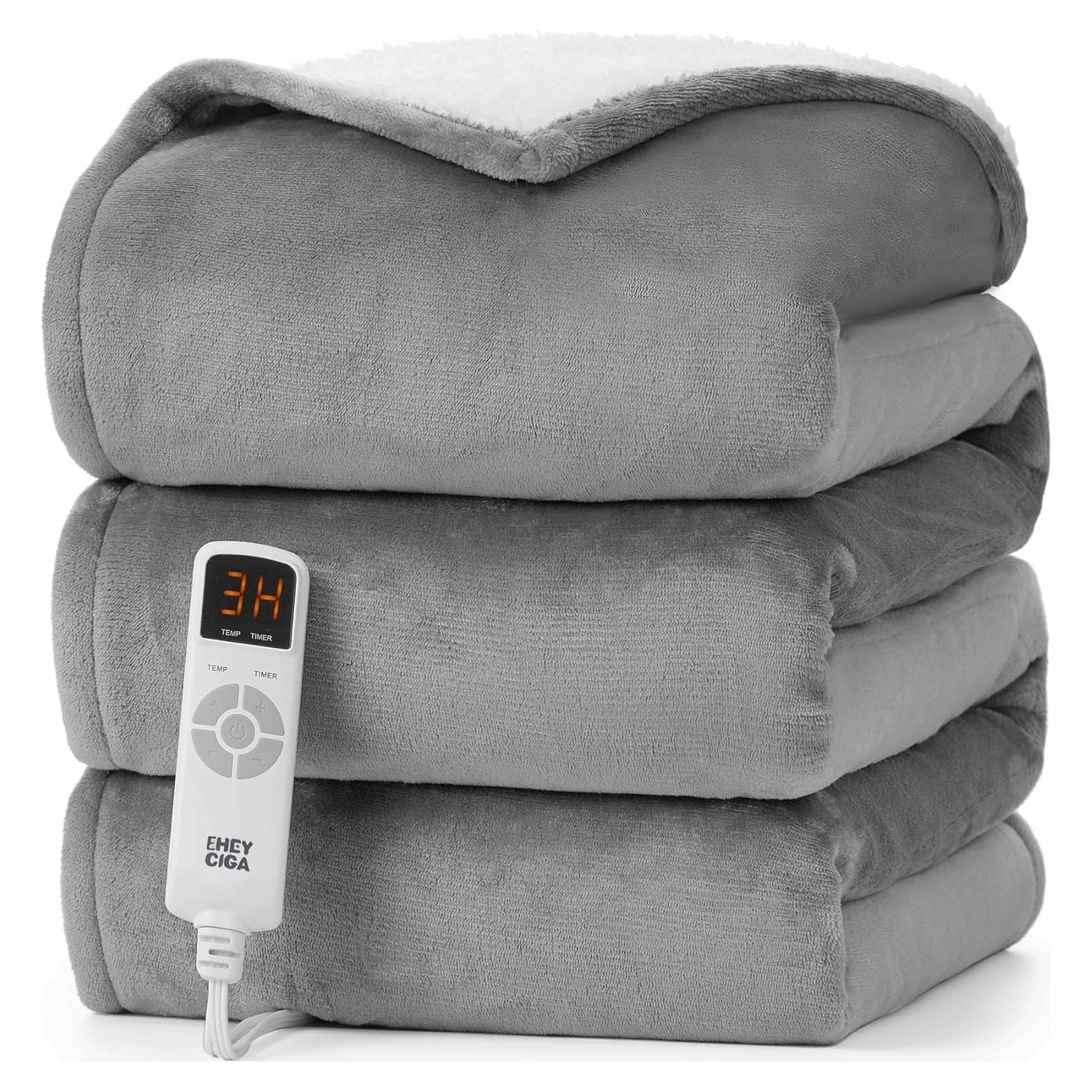 Manta Calentada EHEYCIGA 127x152 cm Gris - 6 Niveles Calentamiento