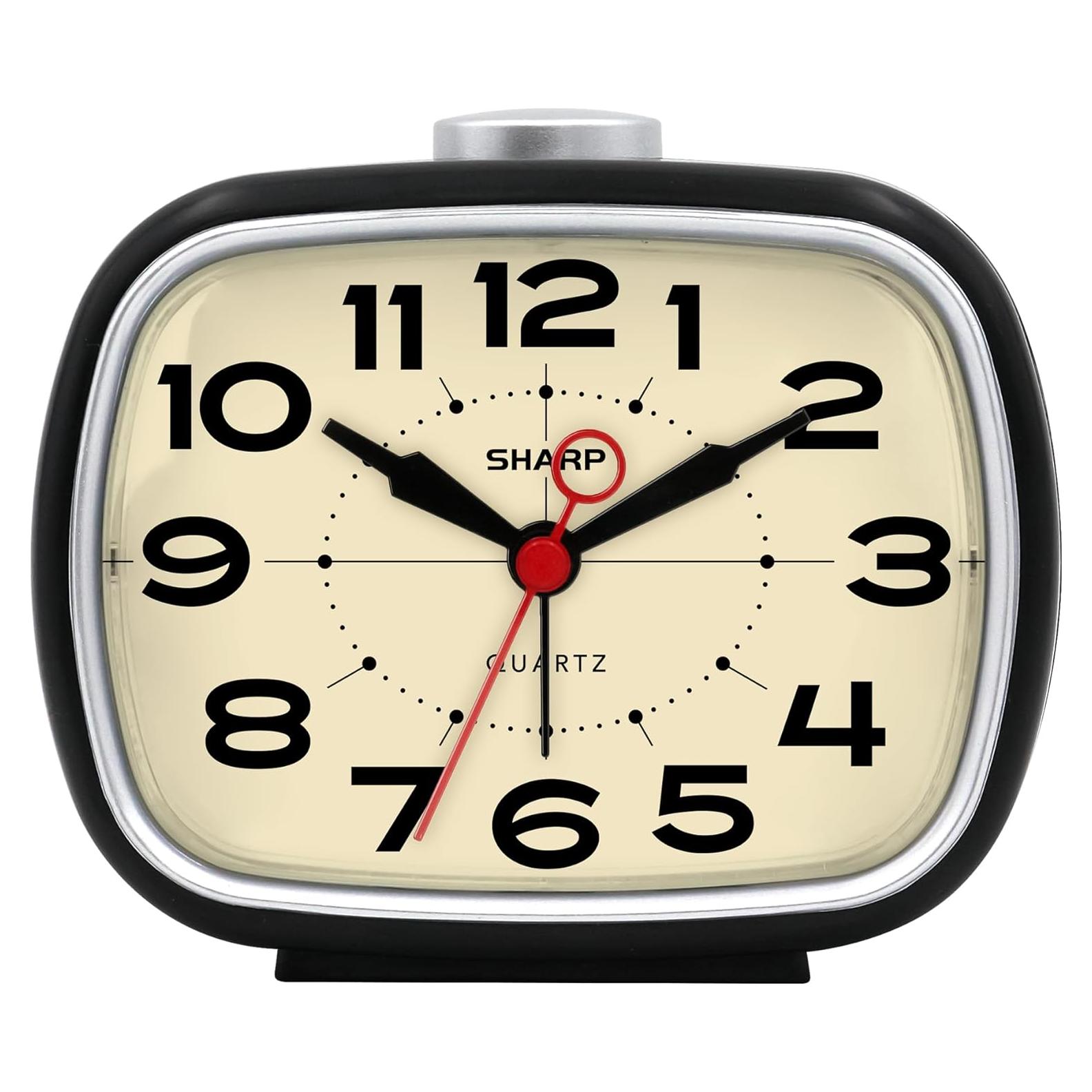 Reloj Despertador Analógico Retro Sharp - Silencioso y Compacto