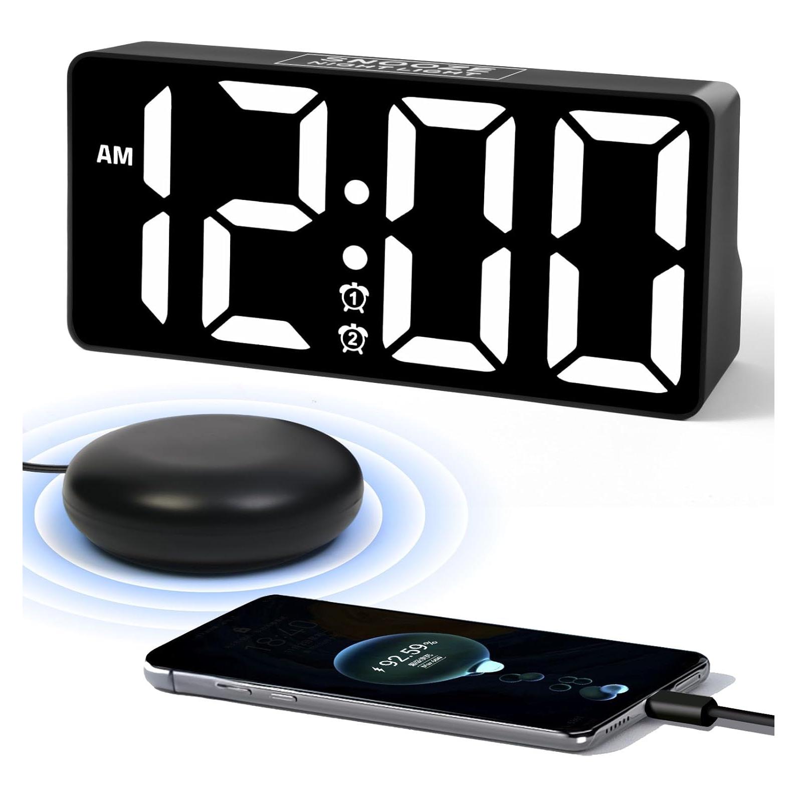 Reloj Despertador Digital PPLEE con Vibrador y Luz Nocturna