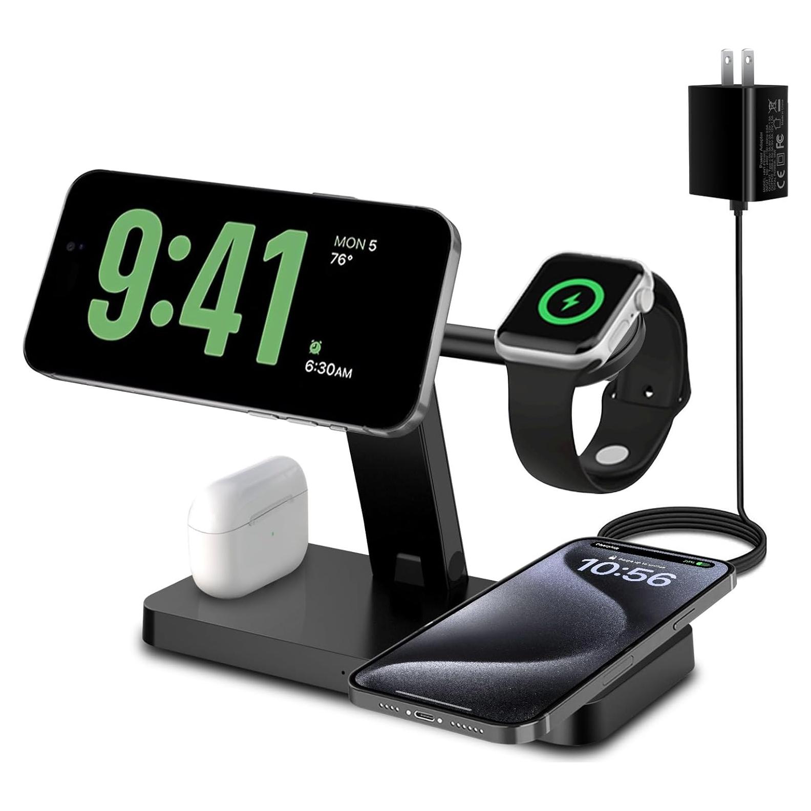 Estación de Carga Inalámbrica 4 en 1 PDKUAI MagSafe Negro