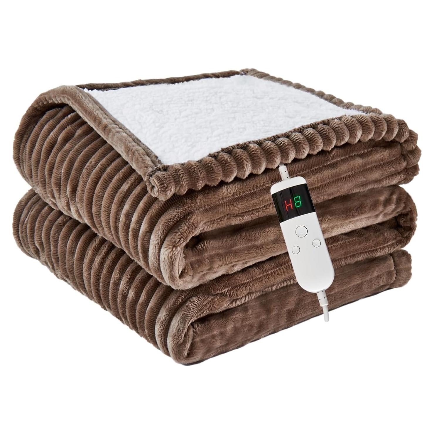 Manta Eléctrica Qieryun 127x152 cm Franela Camel 10 Niveles