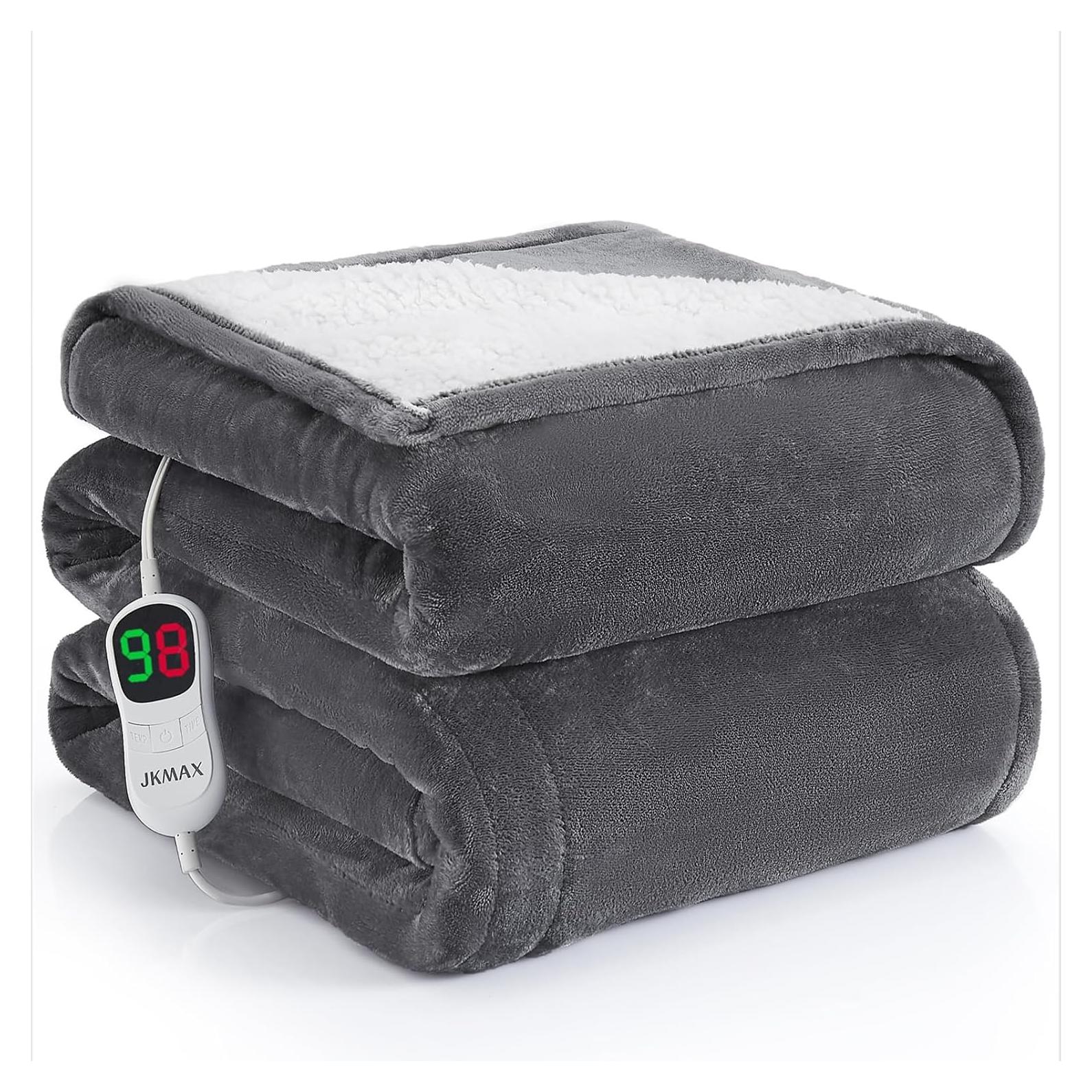 Manta Eléctrica Calentada JKMAX 72x84 Gris 10 Niveles