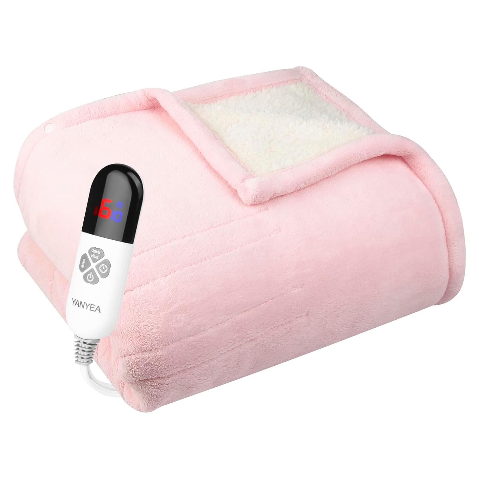 Manta Térmica Eléctrica YANYEA 127x152cm Rosa 6 Niveles Calor