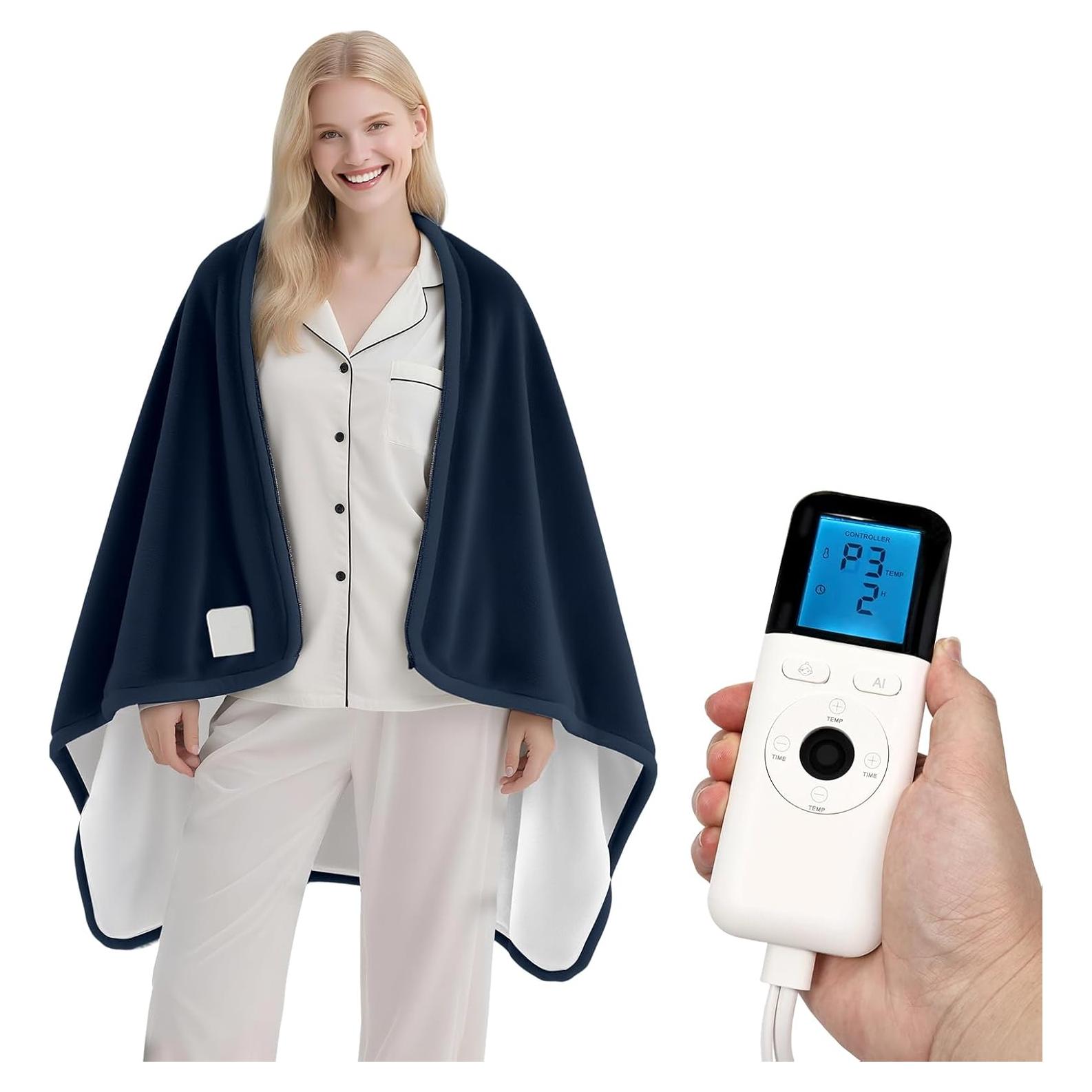 Manta Eléctrica Calentada Mrsenloi 140x84cm 6 Niveles Azul Marino