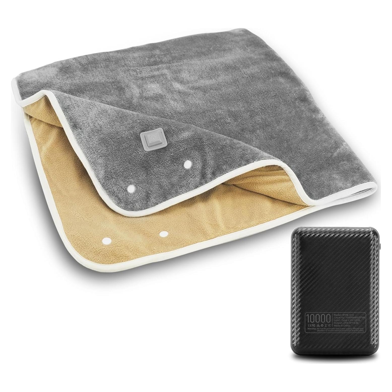 Manta Calentadora Eléctrica Portátil USB 95x70cm 3 Niveles Gris