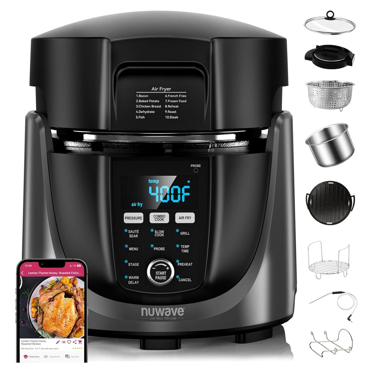 Olla de Presión Eléctrica y Freidora de Aire Nuwave Duet 6qt