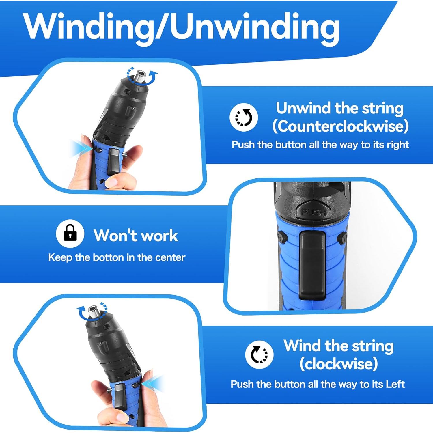 Enrollador de Cuerdas Eléctrico Recargable LL-5 con Luz LED