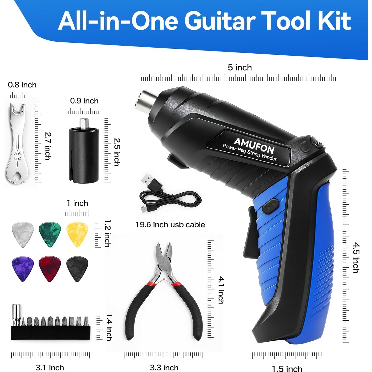 Enrollador de Cuerdas Eléctrico Recargable LL-5 con Luz LED