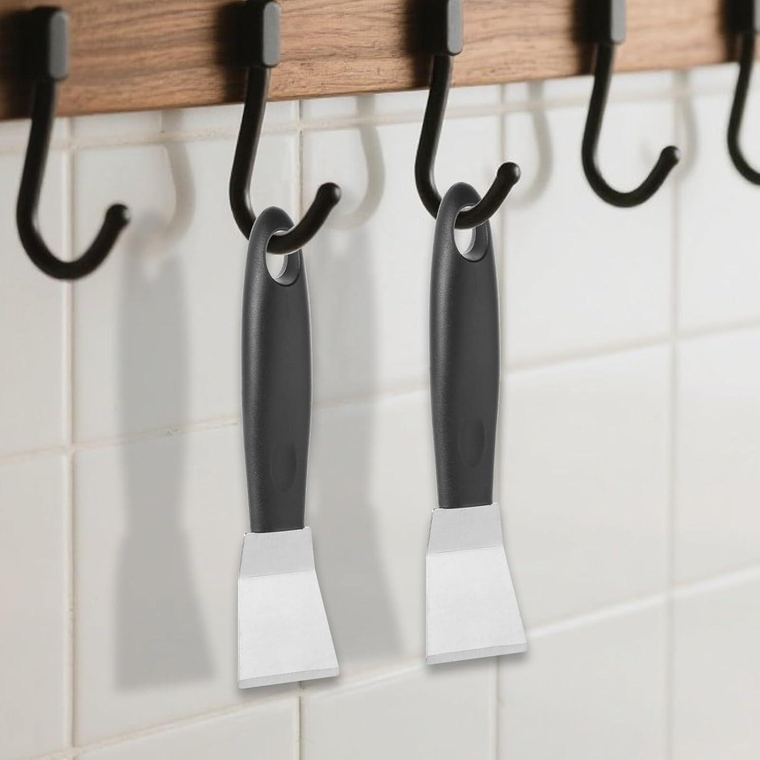 2 Raspadores de Acero Inoxidable para Limpieza de Cocina 16x3.8cm