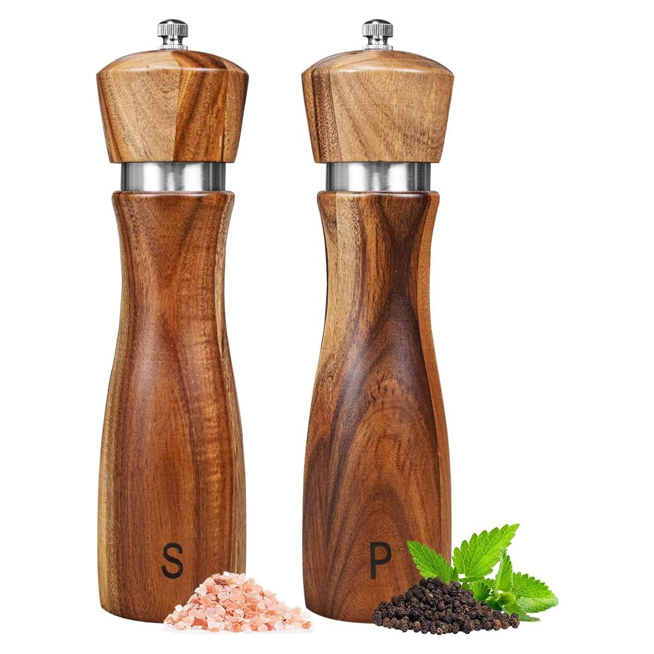 Juego de Molinillos de Sal y Pimienta Haomacro 20 cm Madera Acacia