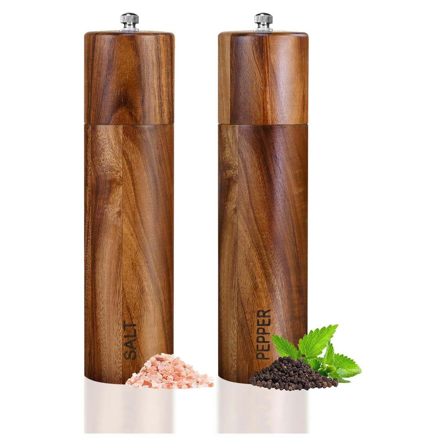 Juego de Molinillos de Sal y Pimienta XWXO de Madera de Acacia 20 cm