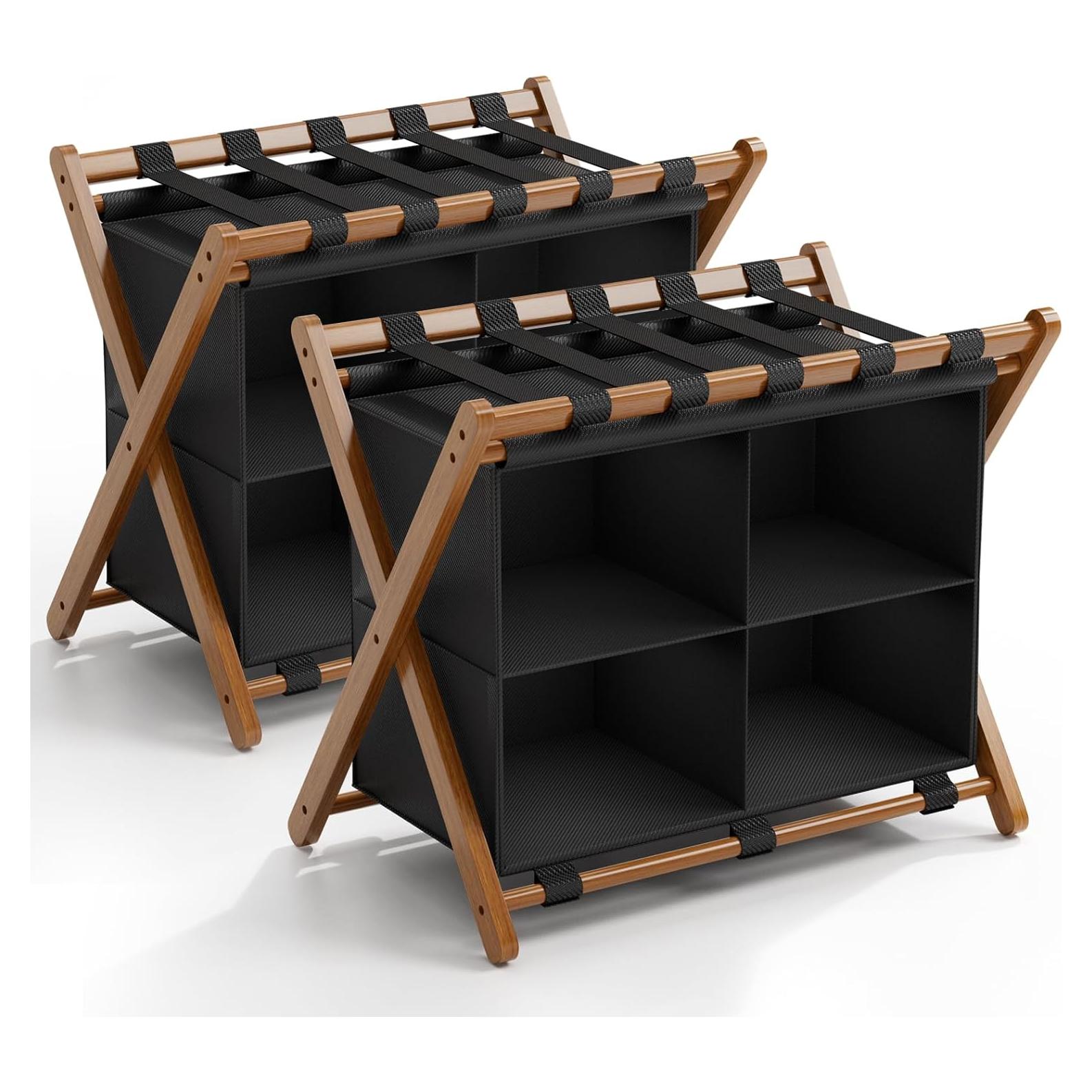 Soporte de Equipaje Plegable de Bambú MHACVVO 68 kg 2 Pcs