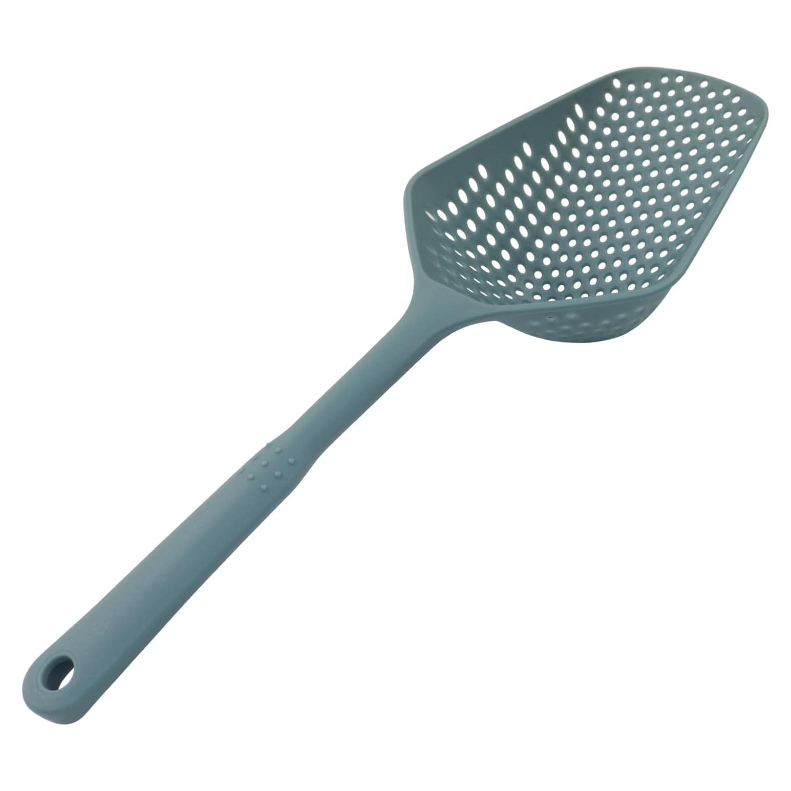 Cuchara Coladora de Plástico Jiozermi con Ranuras 34.5 cm Azul