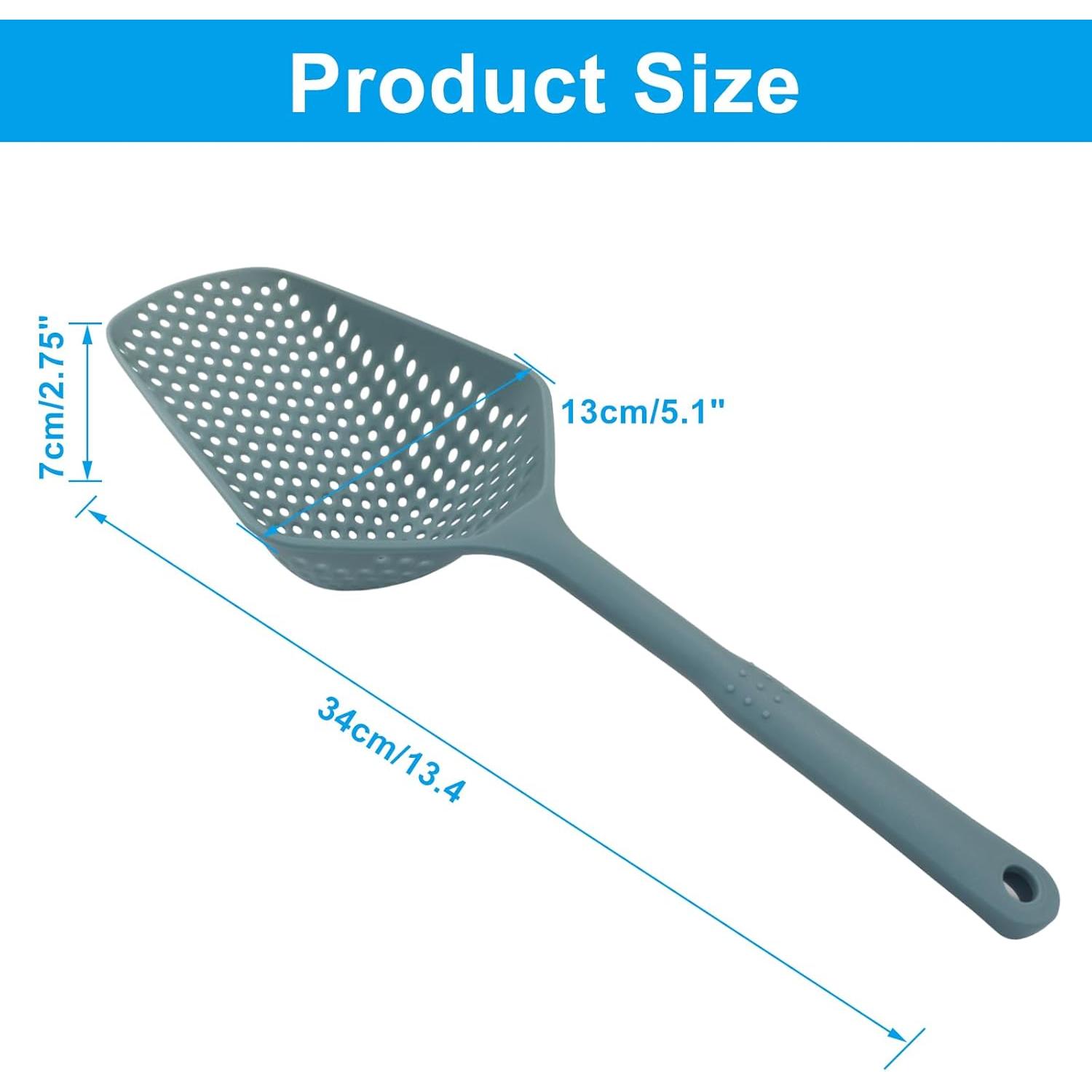 Cuchara Coladora de Plástico Jiozermi con Ranuras 34.5 cm Azul