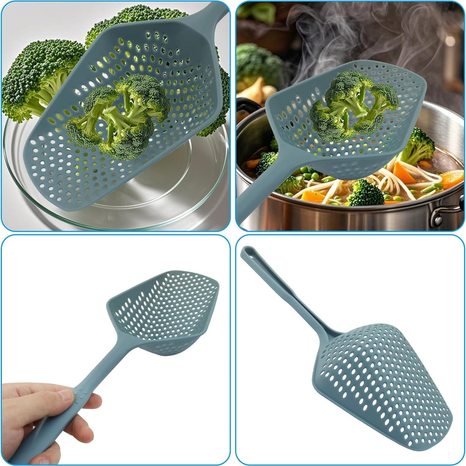 Cuchara Coladora de Plástico Jiozermi con Ranuras 34.5 cm Azul