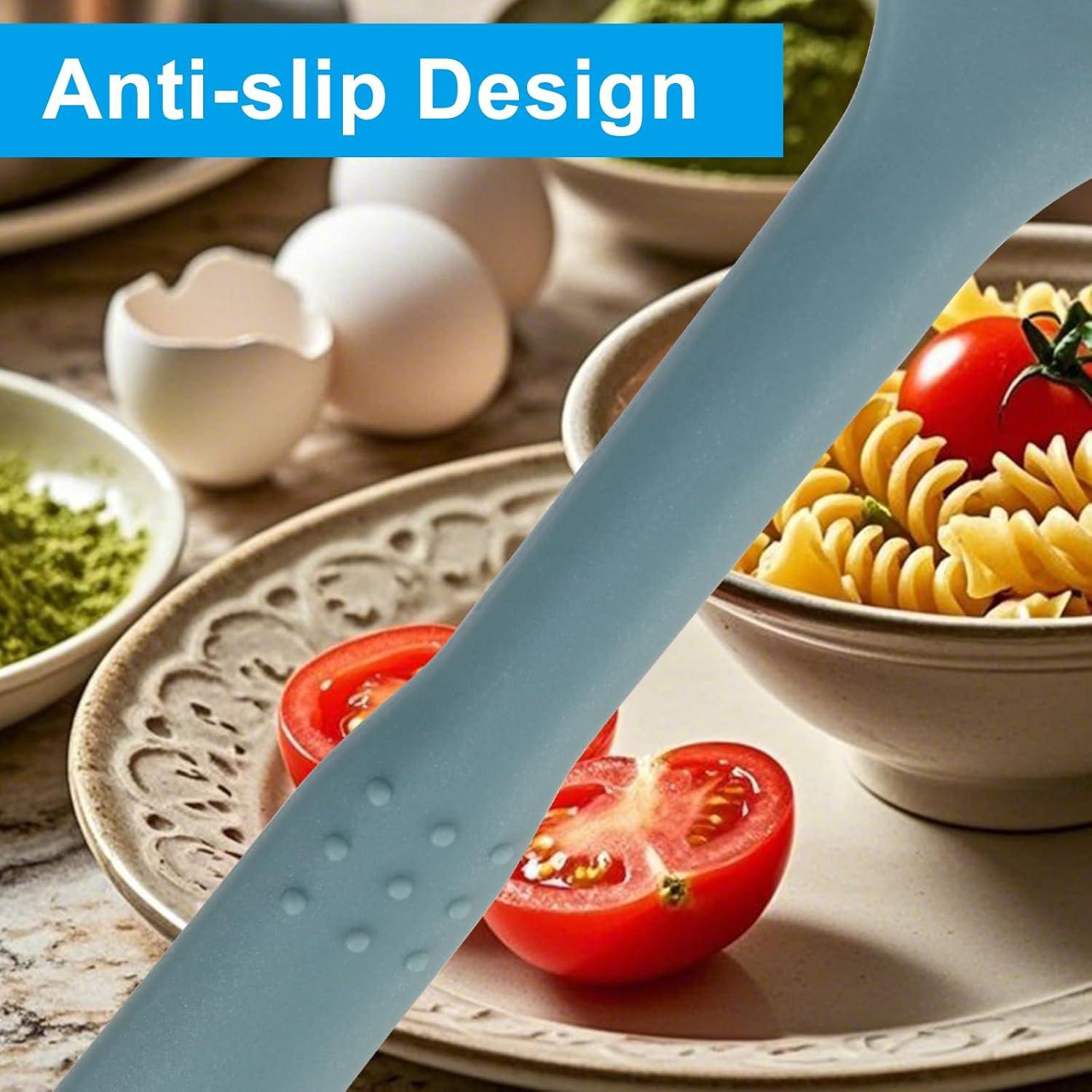 Cuchara Coladora de Plástico Jiozermi con Ranuras 34.5 cm Azul