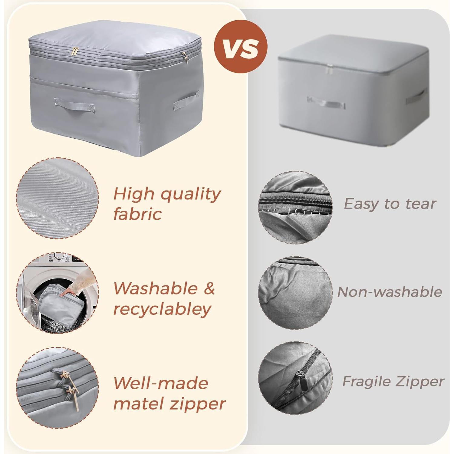 Bolsa de Almacenamiento SUNOHE 2 Paquete X-Large Gris Rosa