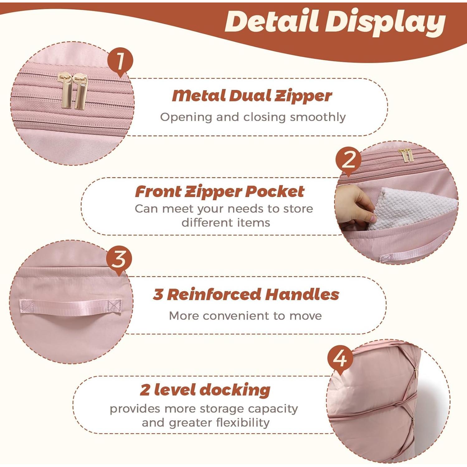 Bolsa de Almacenamiento SUNOHE 2 Paquete X-Large Gris Rosa