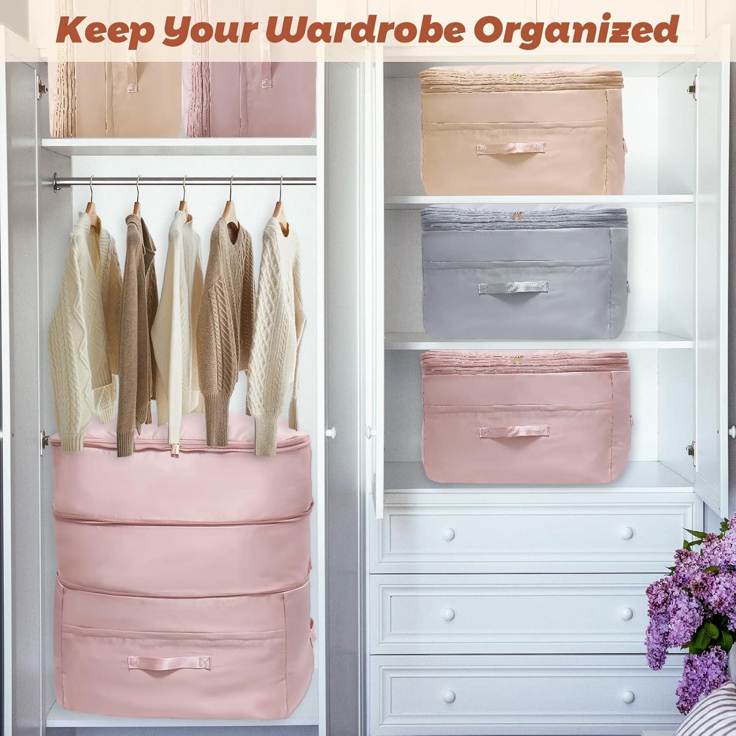 Bolsa de Almacenamiento SUNOHE 2 Paquete X-Large Gris Rosa