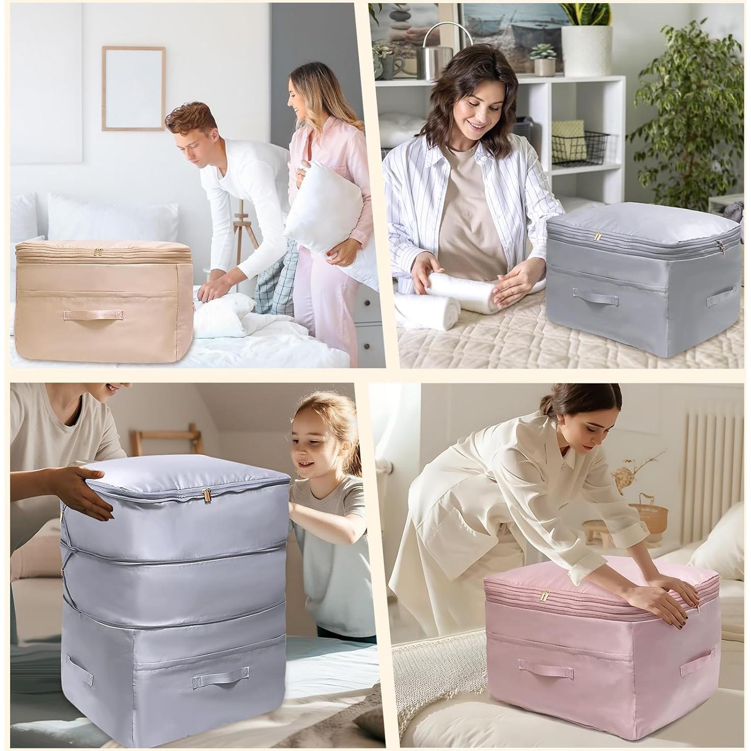 Bolsa de Almacenamiento SUNOHE 2 Paquete X-Large Gris Rosa
