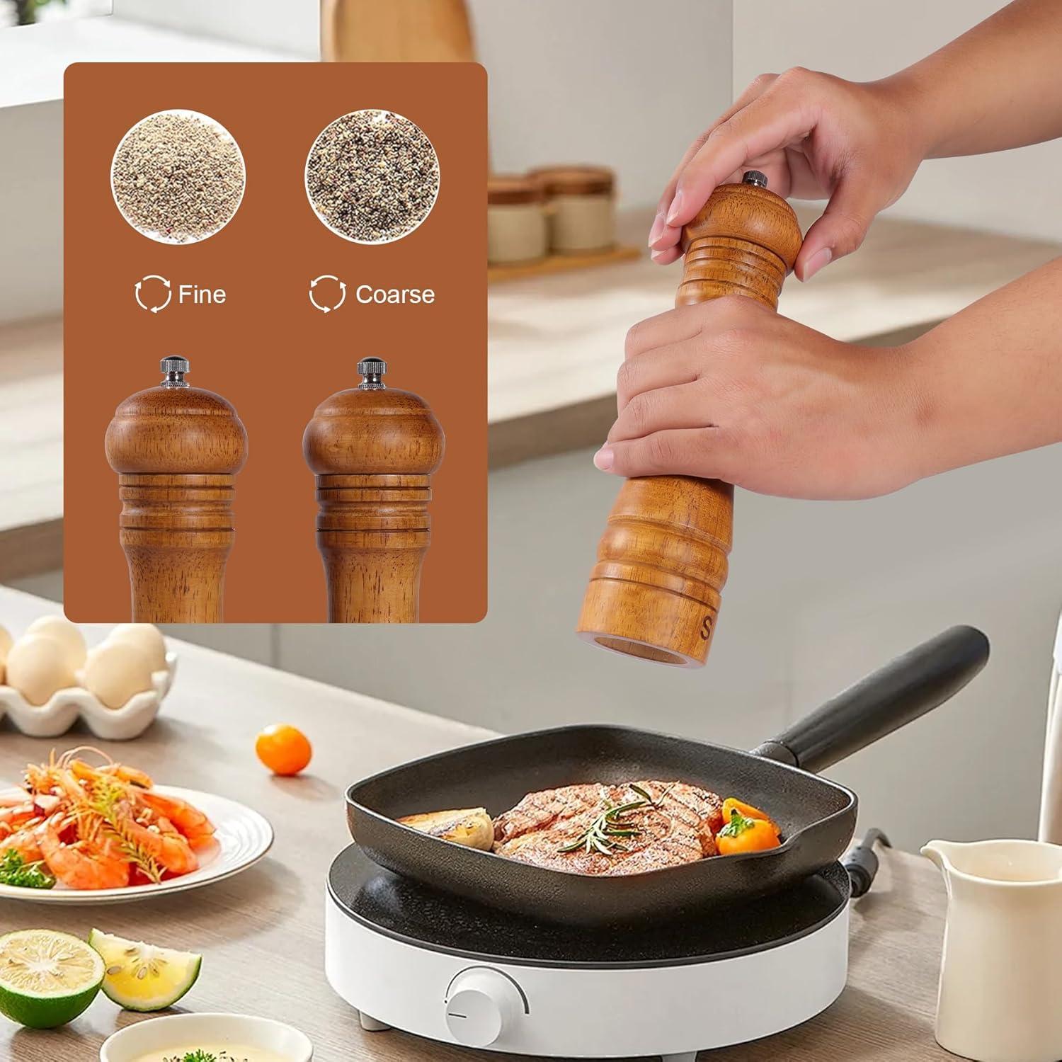 Juego de Molinillos de Sal y Pimienta DEBETOOL de Madera 20.32 cm