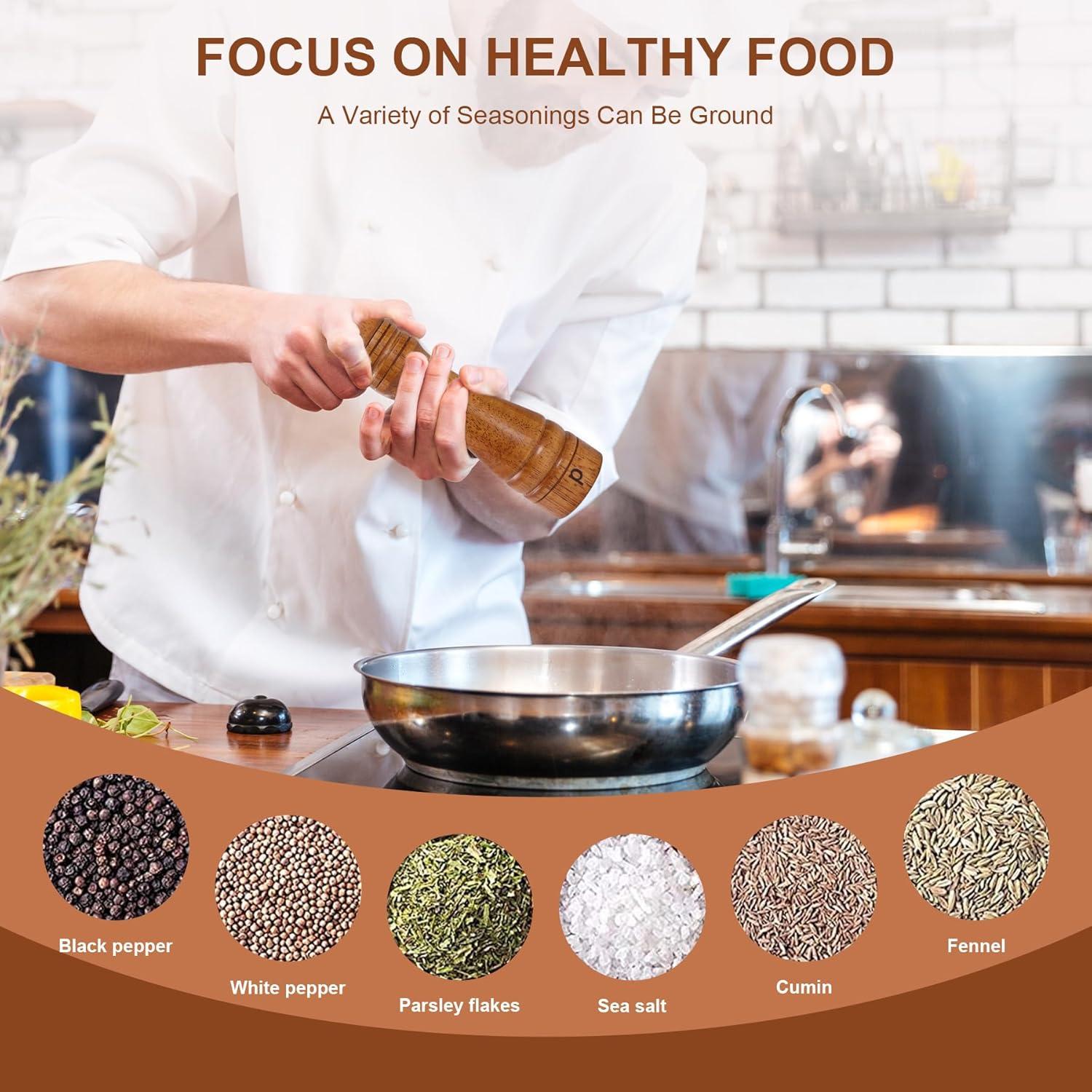 Juego de Molinillos de Sal y Pimienta DEBETOOL de Madera 20.32 cm