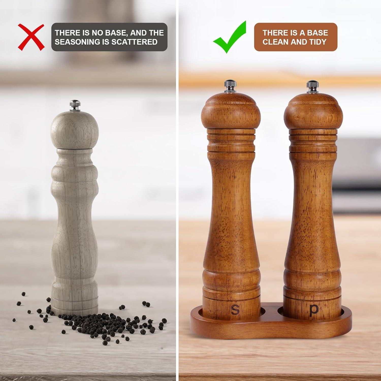 Juego de Molinillos de Sal y Pimienta DEBETOOL de Madera 20.32 cm