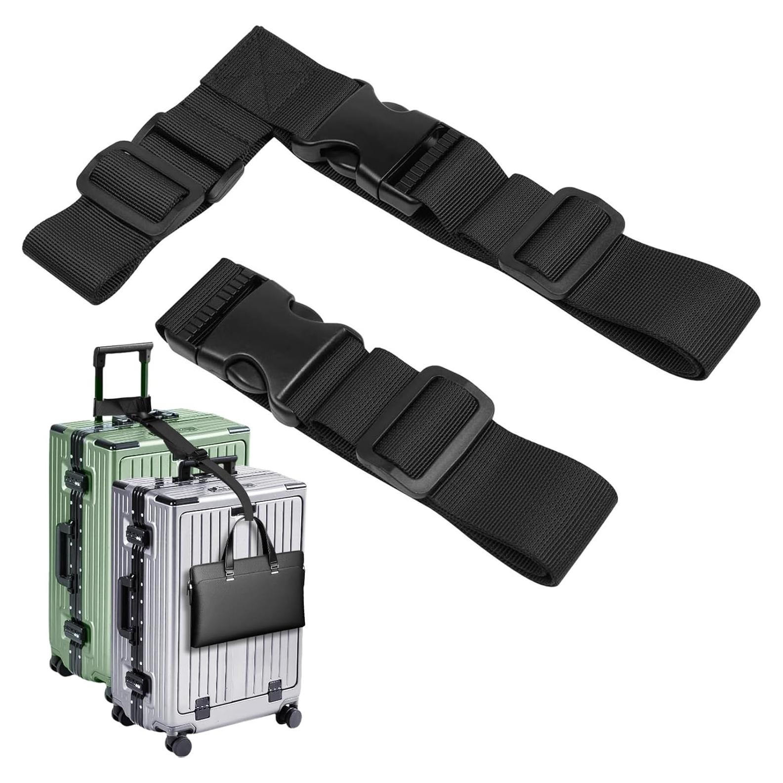 Paquete de 2 correas de equipaje ajustables Wiratca Negro
