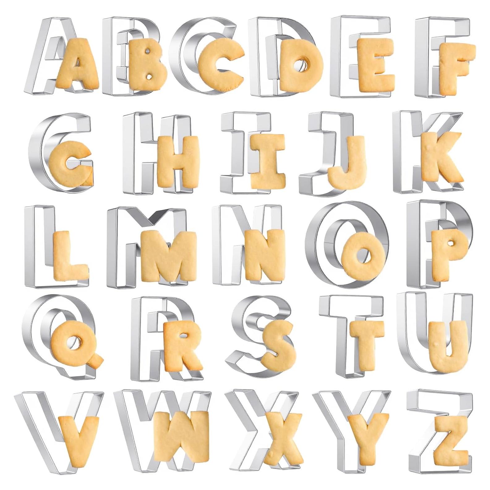 Cortadores de Galletas de Letras A-Z SynHHergyx 26 Piezas 7.6 cm
