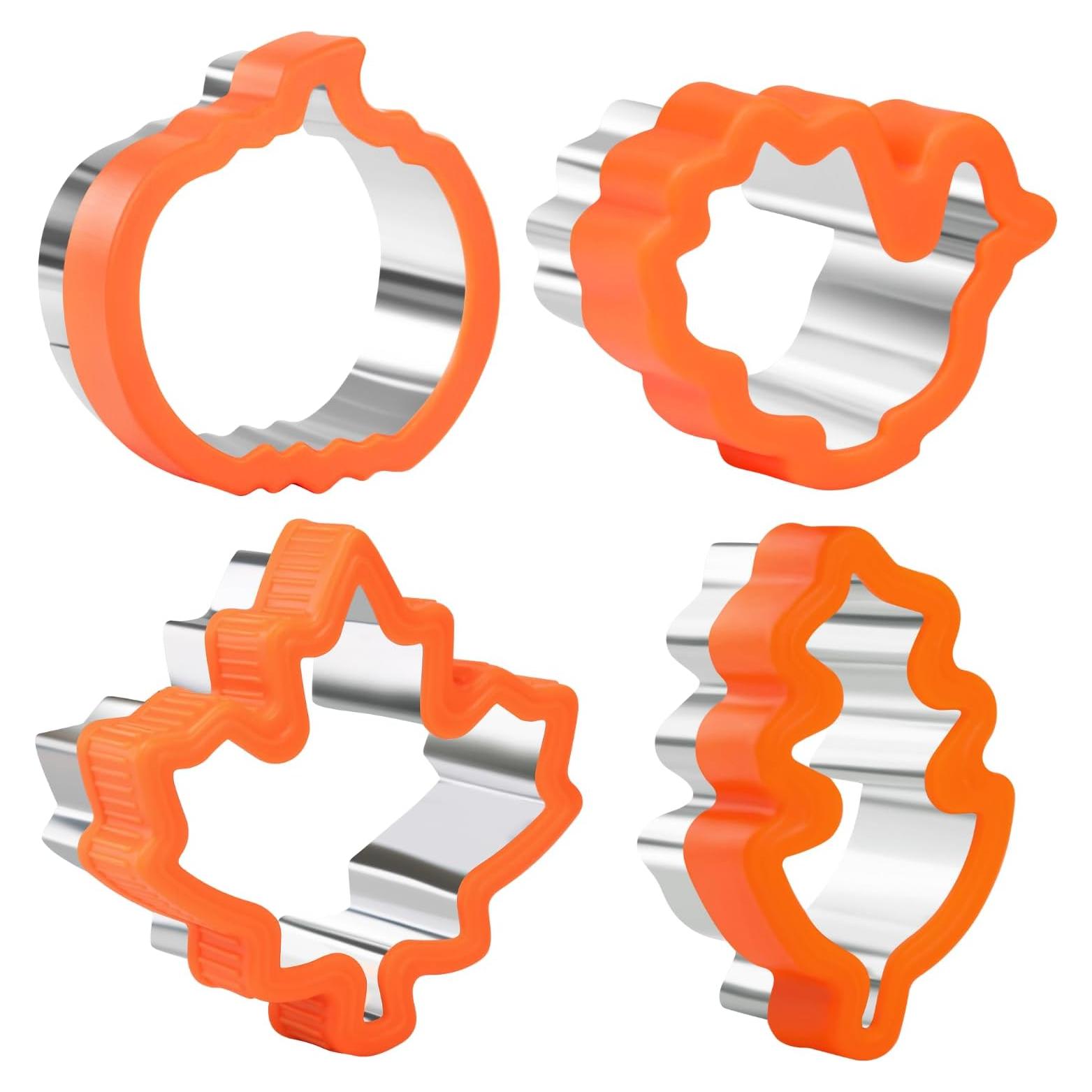 Cortadores de Galletas de Acción de Gracias KAISHANE - 4 Piezas Acero Inoxidable