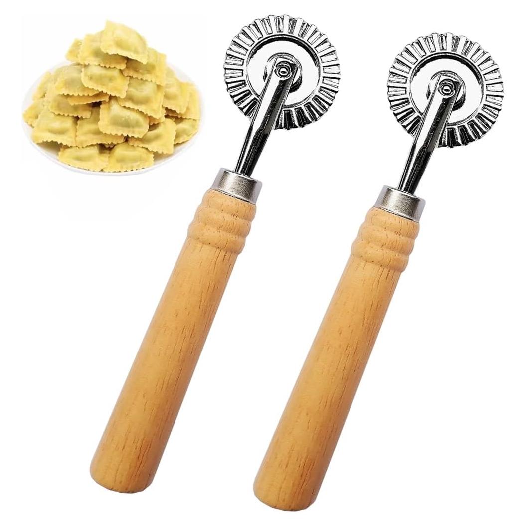 Cortadores de Ravioli MTOMDY 2 Pcs con Mango de Madera 3.8 cm