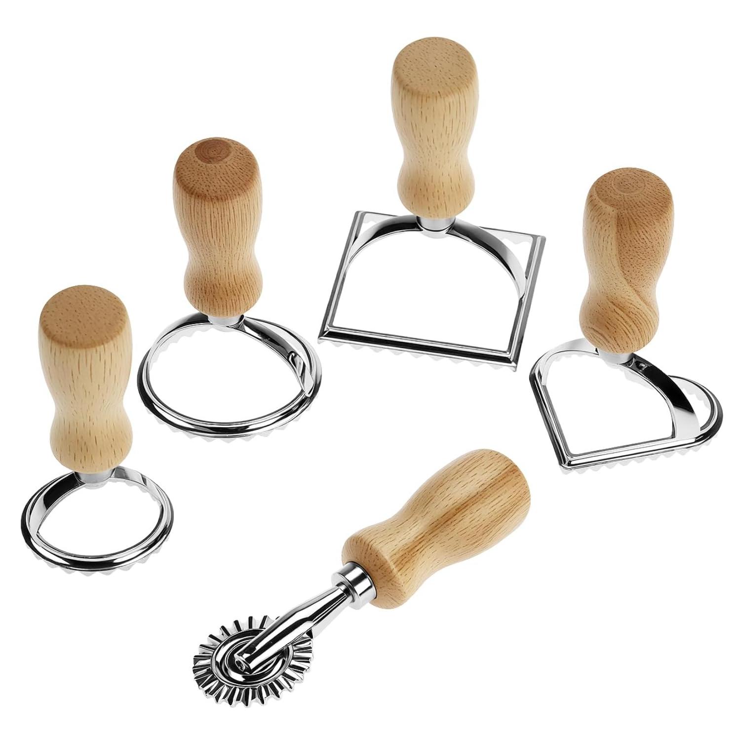 Cortador de Ravioli QWORK con Rueda Rodante y Mango de Madera