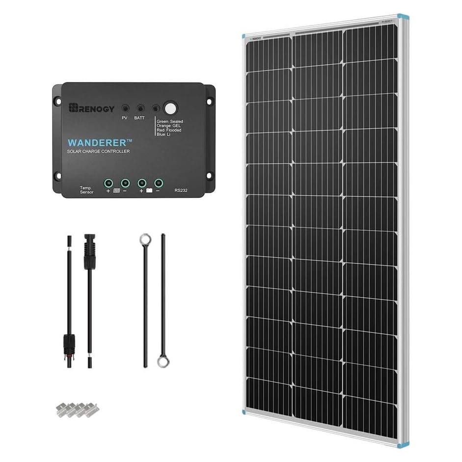 Kit Solar Renogy 100W 12V con Controlador PWM 30A y Accesorios