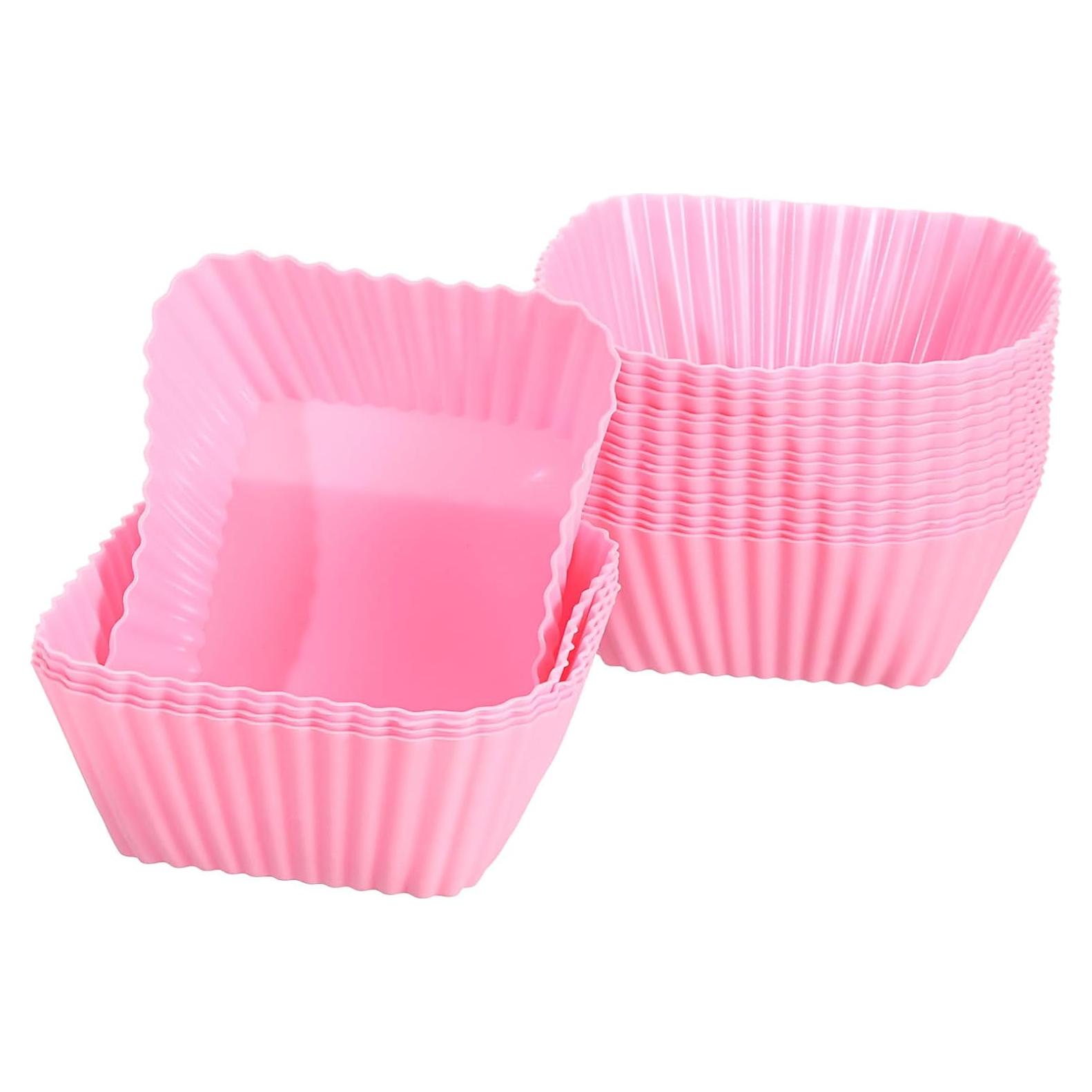 Moldes de Silicona Cuadrados uxcell - 18 Piezas Rosa Antiadherentes