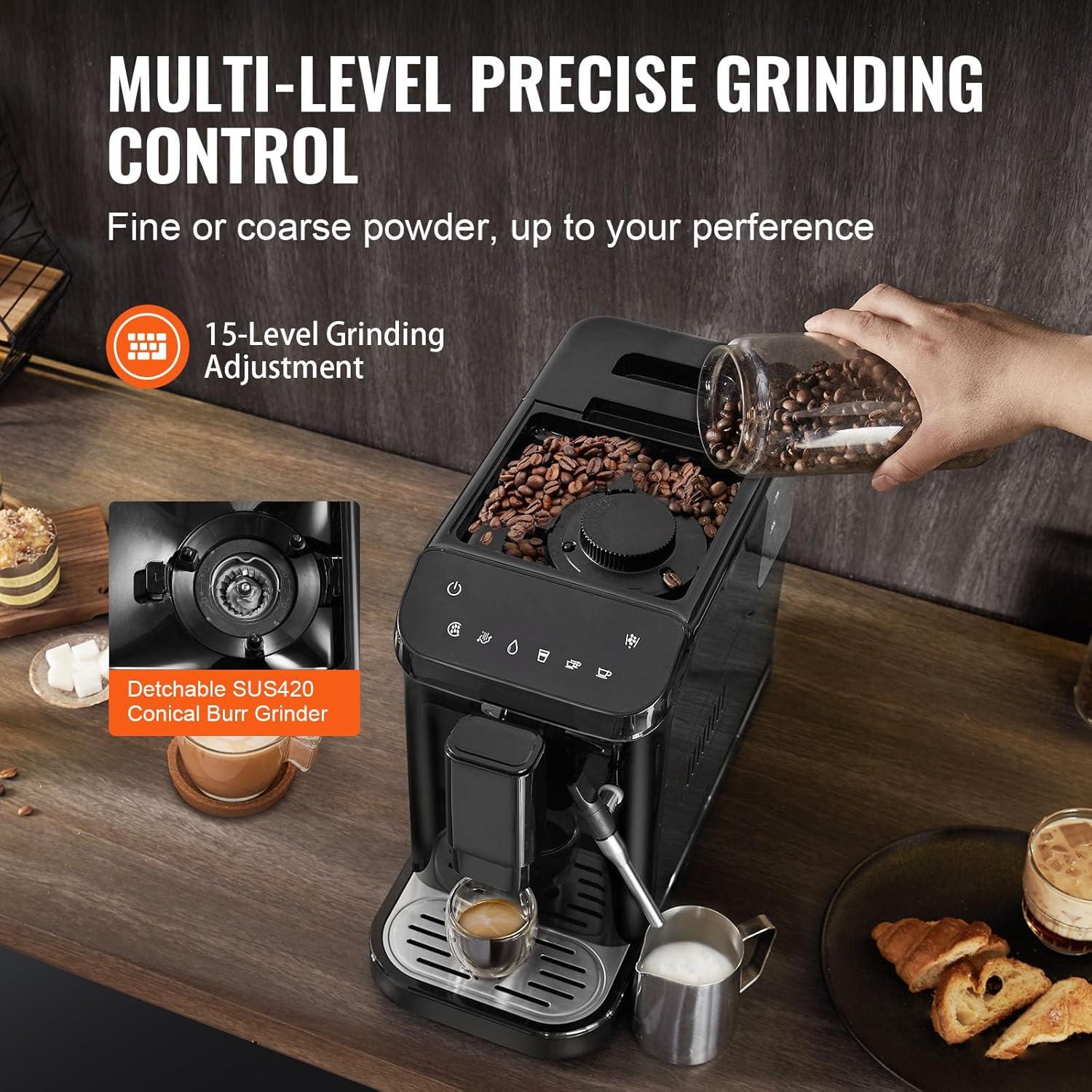 Máquina de Espresso Automática VEVOR 20 Bar con Molinillo 1.5L