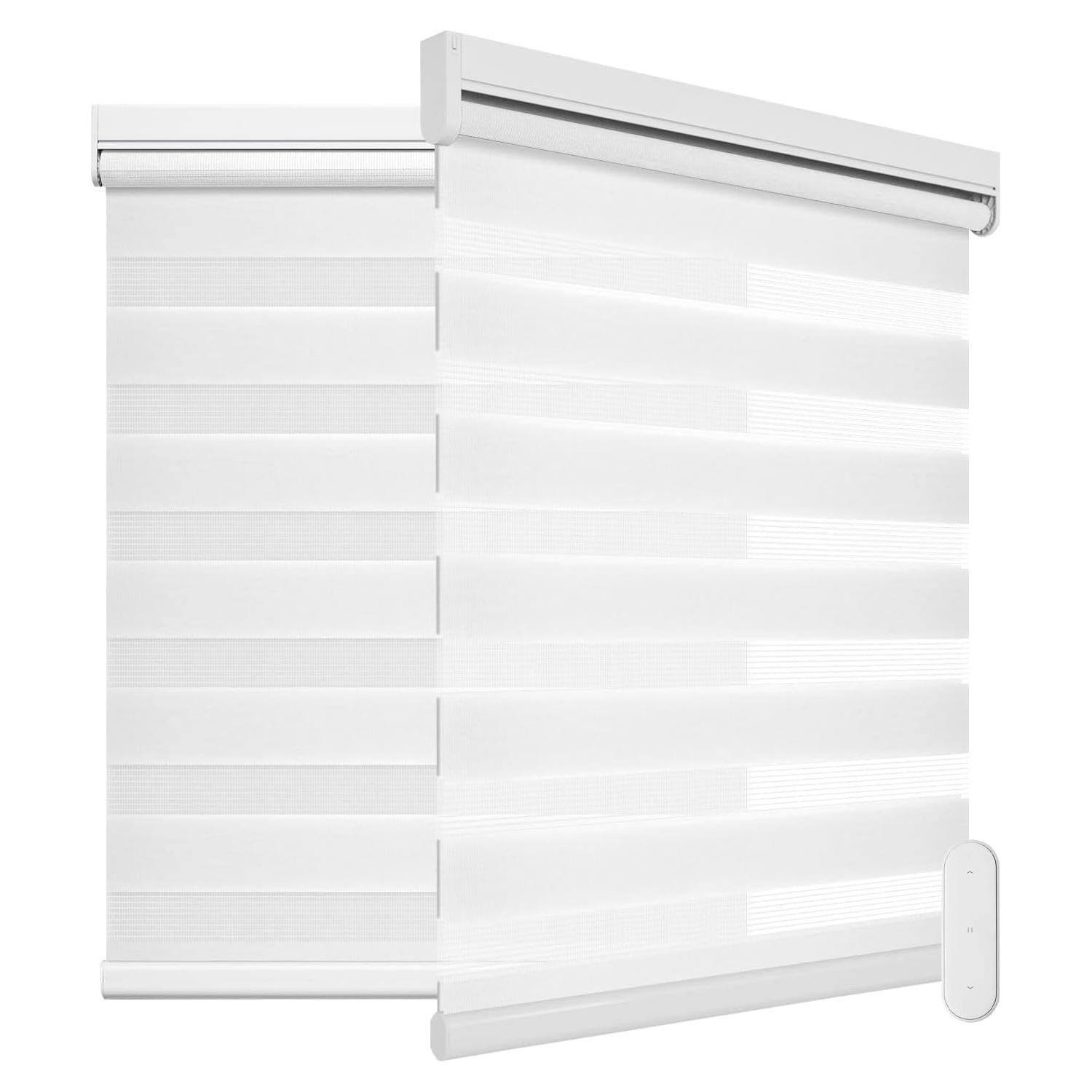 Persianas Zebra Motorizadas Grandekor 91x183 cm Blancas