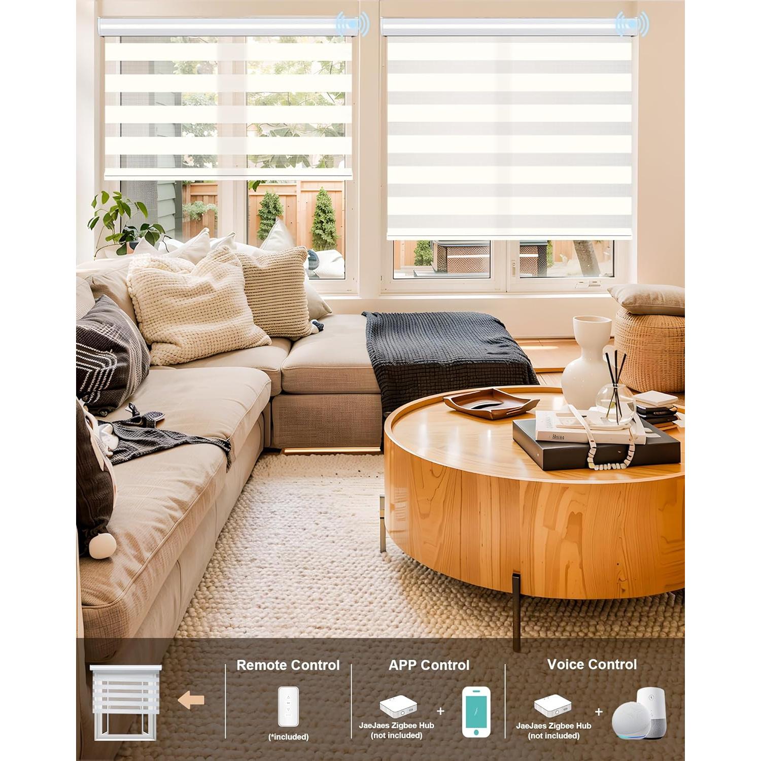 Persianas Zebra Motorizadas JaeJaes 76.2x182.9 cm Blanco